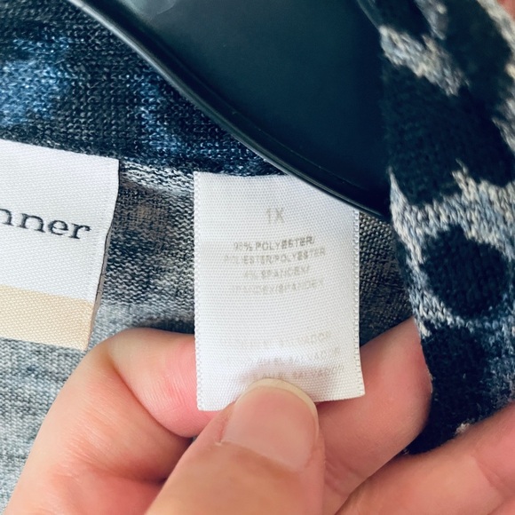 Alfred Dunner plus size open front leopard cardigan built-in tank 1X gray blue - Picture 5 of 9